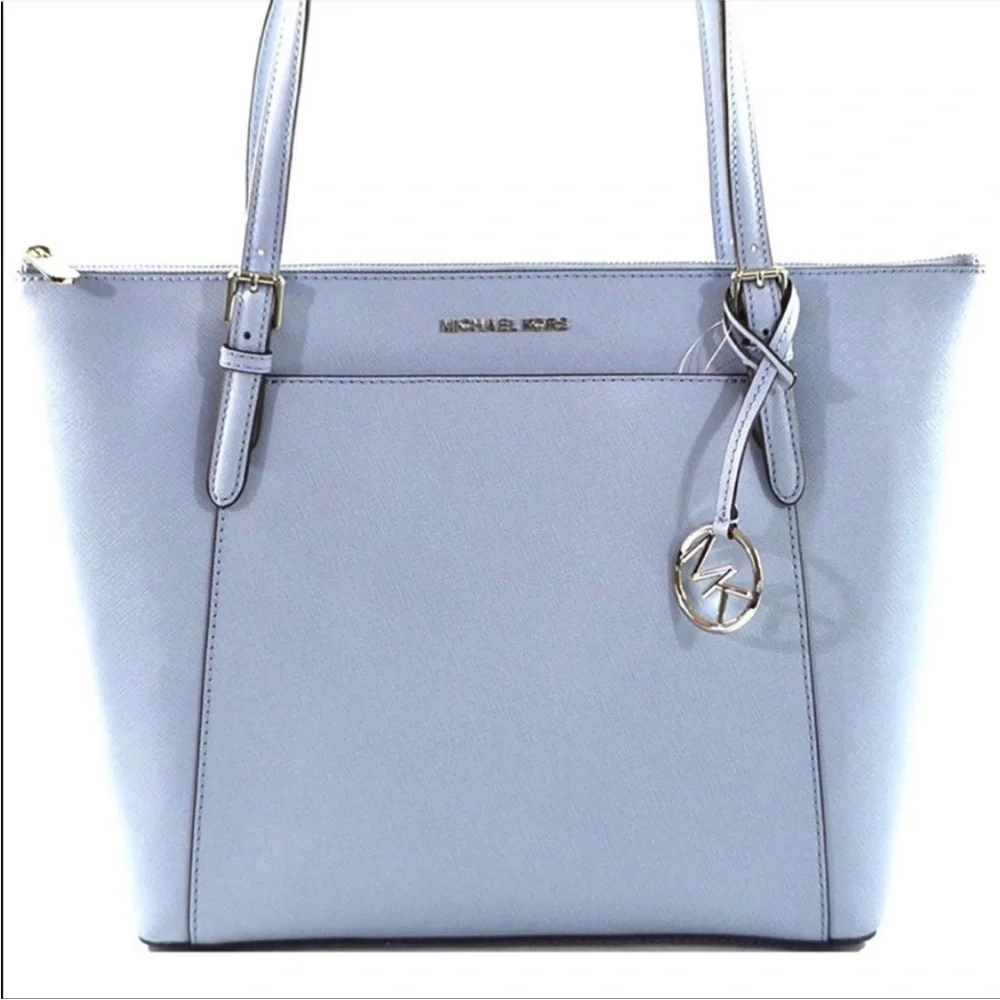 MICHAEL KORS Pale Blue Leather Ciara Tote + Purse Hook in Pale Blue - NWT - Picture 3 of 10